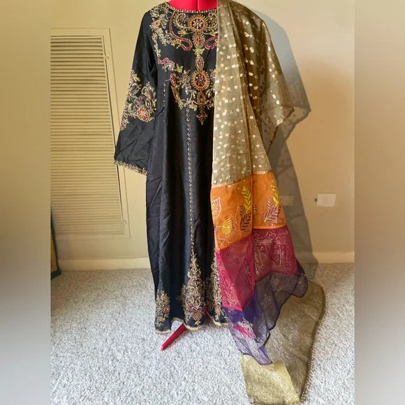 malhaar | Dresses | Classy Black Indianpakistani Traditional Maxi Dress |  Poshmark